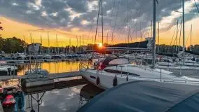 Wschód słońca w Stanicy Wodnej Stranda, sierpień 2021 r. - zdjęcie 1