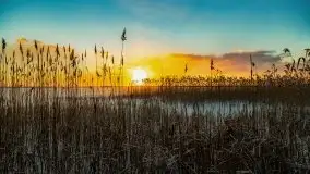 Wschód słońca nad jeziorem Niegocin, krzyż św. Brunona - zdjęcie 1