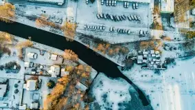 Wschód słońca nad Giżyckiem i jeziorami Niegocin i Kisajno z drona - zdjęcie 3