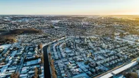 Wschód słońca nad Giżyckiem i jeziorami Niegocin i Kisajno z drona - zdjęcie 52