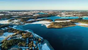 Wschód słońca nad Giżyckiem i jeziorami Niegocin i Kisajno z drona - zdjęcie 54