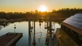 Zachód słońca nad Piszem i jeziorem Roś z drona - zdjęcie 3