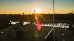 Zachód słońca nad Piszem i jeziorem Roś z drona - zdjęcie 16