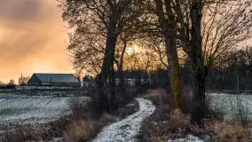 Zachód słońca w okolicy rzeki Guber, luty 2023 - zdjęcie 8