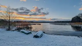 Zachód słońca nad jeziorem Duże Wilkasy, luty 2023 - zdjęcie 9