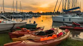 Zachód słońca nad jeziorem Bocznym w Rydzewie - zdjęcie 3