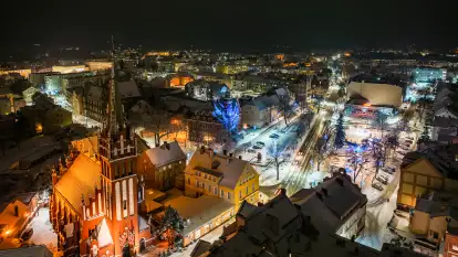 Zimowy Kętrzyn w nocy, styczeń 2024 r.