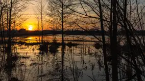 Mazurski zachód słońca odbity w rozlewiskach, luty 2024 r. - zdjęcie 15