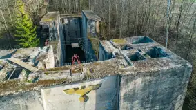 Śluza Leśniewo Górne na zdjęciach z drona, marzec 2024 r. - zdjęcie 1