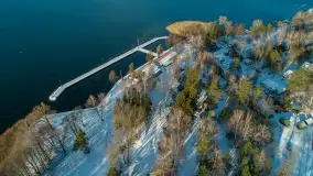 Jezioro Kisajno, Tajty, Piękna Góra w zimowej scenerii z drona - zdjęcie 32