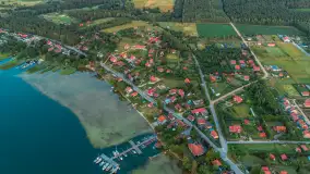 Zachód słońca nad jeziorem Bocznym, Rydzewo z lotu ptaka, lipiec 2025 r. - zdjęcie 36