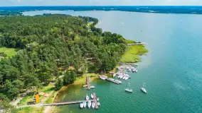 Jezioro Święcajty i Piękny Brzeg z lotu ptaka, sierpień 2025 r. - zdjęcie 2