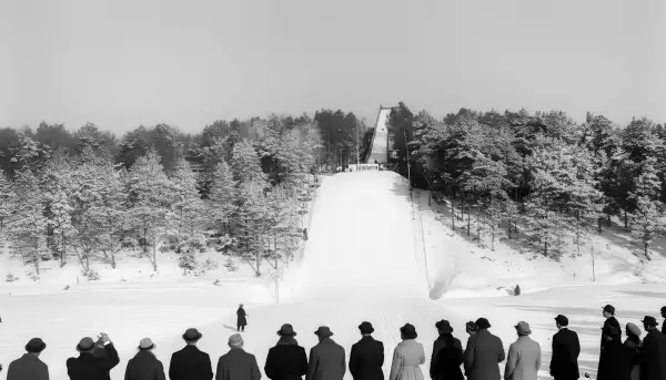 Zapomniana i już dziś nieistniejąca skocznia narciarska na Mazurach (rekonstrukcja AI) - zdjęcie 4
