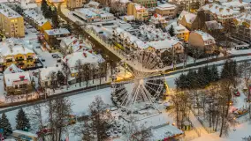 Giżycko pod koniec dnia z drona, styczeń 2026 r. - zdjęcie 5