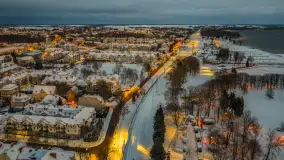 Giżycko pod koniec dnia z drona, styczeń 2026 r. - zdjęcie 23