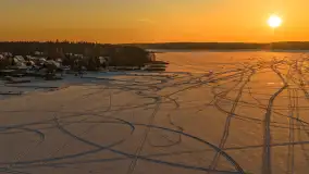 Zachód słońca nad jeziorem Bocznym z drona, styczeń 2026 r. - zdjęcie 20