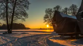 Zachód słońca nad jeziorem Nidzki, Pod Dębem, styczeń 2026 r. - zdjęcie 23