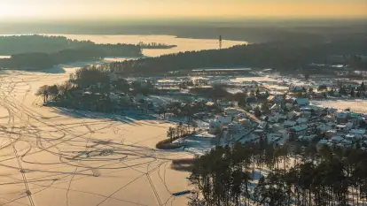Ruciane-Nida, jezioro Nidzkie i OW Wodnik zimą, styczeń 2026 r.