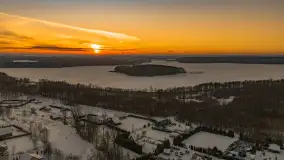Zachód słońca nad jeziorem Kisajno z drona, Pierkunowo, luty 2026 r. - zdjęcie 38