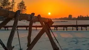 Zima i zachód słońca w porcie Tło Dla Mew - zdjęcie 16