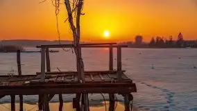 Zima i zachód słońca w porcie Tło Dla Mew - zdjęcie 12