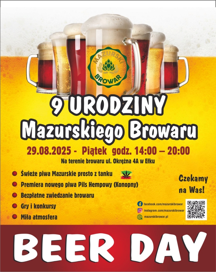 Beer Day w Mazurskim Browarze – świętuj 9. urodziny browaru w Ełku