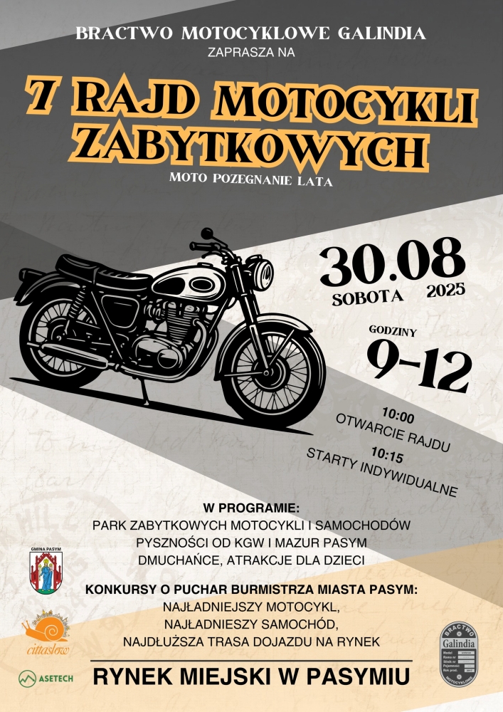 Motocyklowe zakończenie wakacji w Pasymiu — klasyka, smaki i rodzinna atmosfera